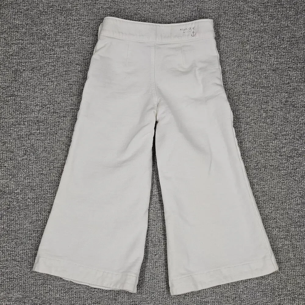 RALPH LAUREN TODDLER SAILOR‑STYLE WIDE‑LEG PANTS – WHITE – SIZE 2.5T